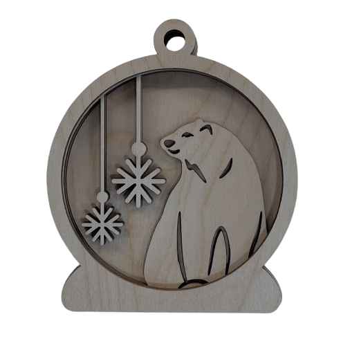 Polar Bear Wood Craft Ornament – Laser Cut Baltic Birch Unfinished DIY Art Supplies Kit AN25 - The Wood Shape Store