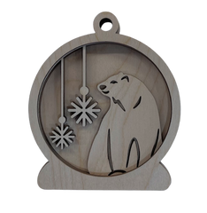 3D Ornament Polar Bear 4 Pieces Laser Cut Out Unfinished ORN138