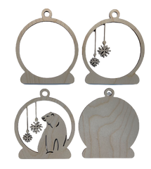 3D Ornament Polar Bear 4 Pieces Laser Cut Out Unfinished ORN138