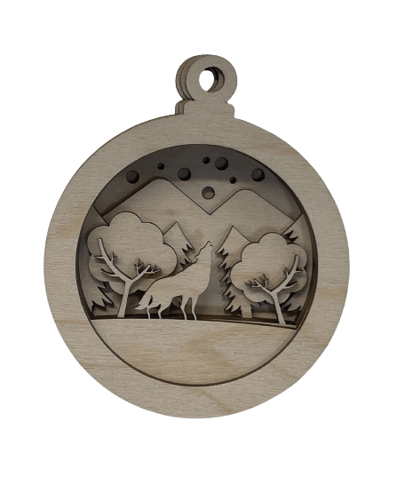 Wolf 3D Laser Cut Ornament – Baltic Birch Wood Craft Supplies | DIY Wood Ornament Kit AN35 - The Wood Shape Store