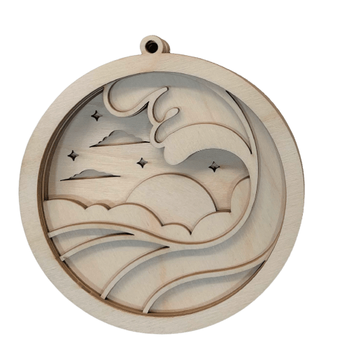 Ocean 3D Laser Cut Ornament – Baltic Birch Wood Craft Supplies | DIY Kit BC6 - The Wood Shape Store