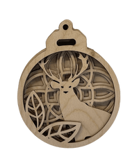 Deer 3D Laser Cut Ornament – Baltic Birch Wood Craft Supplies | DIY Wood Ornament Kit AN26 - The Wood Shape Store