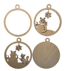 3D Ornament Cat 4 Pieces Laser Cut Out Unfinished ORN141 3D Ornament Cat 4 Pieces Laser Cut Out Unfinished ORN141