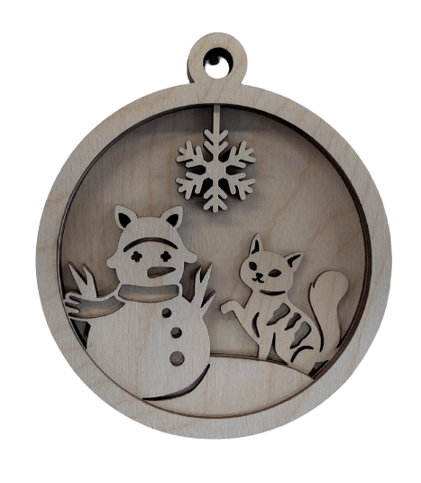 Cat 3D Laser Cut Ornament – Baltic Birch Wood Craft Supplies | DIY Wood Ornament Kit XM95 - The Wood Shape Store