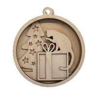 Cat 3D Laser Cut Ornament – Baltic Birch Wood Craft Supplies | DIY Wood Ornament Kit AN30 - The Wood Shape Store