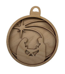 3D Ornament Nativity 3 Pieces Laser Cut Out Unfinished ORN145 3D Ornament Nativity 3 Pieces Laser Cut Out Unfinished ORN145