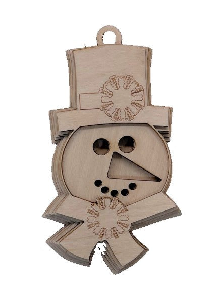 3D Ornament Snowman 4 Pieces Laser Cut Out Unfinished ORN146 3D Ornament Snowman 4 Pieces Laser Cut Out Unfinished ORN146
