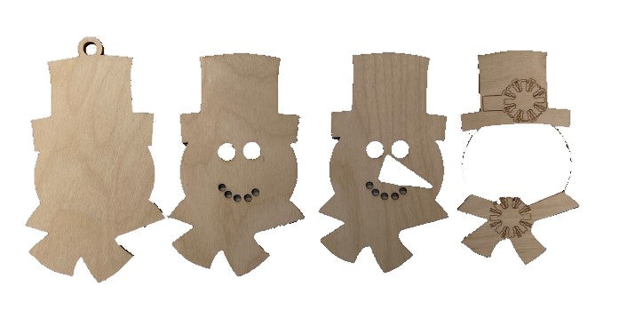 3D Ornament Snowman 4 Pieces Laser Cut Out Unfinished ORN146 3D Ornament Snowman 4 Pieces Laser Cut Out Unfinished ORN146