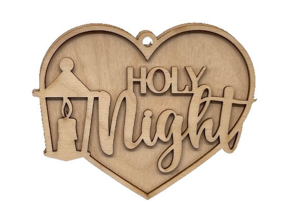 3D Ornament Holy Night 2 Pieces Laser Cut Out Unfinished ORN149