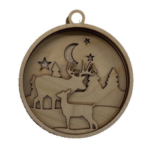 Deer 3D Laser Cut Ornament – Baltic Birch Wood Craft Supplies | DIY Wood Ornament Kit AN39 - The Wood Shape Store