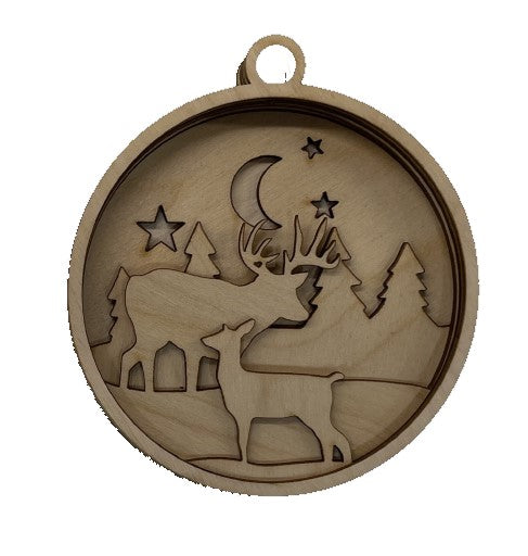 3D Ornament Deer 7 Pieces Laser Cut Out Unfinished ORN151 3D Ornament Deer 7 Pieces Laser Cut Out Unfinished ORN151