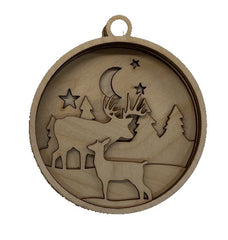 3D Ornament Deer 7 Pieces Laser Cut Out Unfinished ORN151 3D Ornament Deer 7 Pieces Laser Cut Out Unfinished ORN151