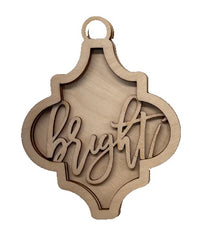 3D Ornament Bright 3 Pieces Laser Cut Out Unfinished ORN153