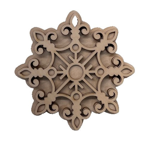 3D Ornament Snowflake 4 Pieces Laser Cut Out Unfinished ORN157