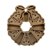 Wreath 3D Laser Cut Ornament - Baltic Birch Wood Craft Supplies l DIY Ornament Kit XM32 - The Wood Shape Store