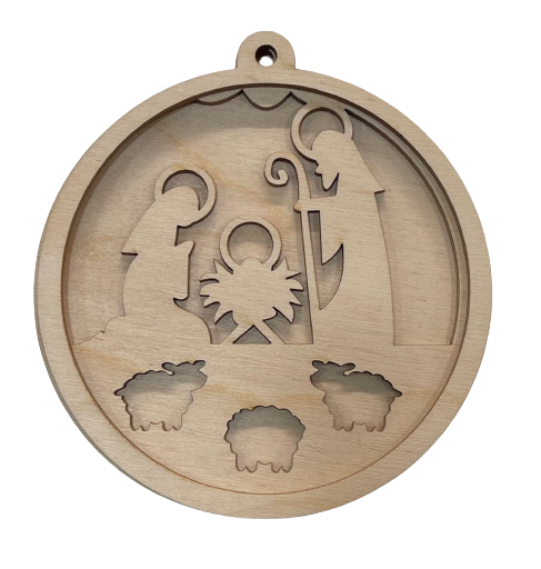 3D Ornament Nativity 3 Pieces Laser Cut Out Unfinished ORN15 3D Ornament Nativity 3 Pieces Laser Cut Out Unfinished ORN15