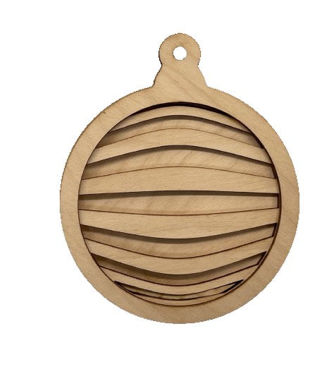 Striped Christmas Ornament 3 Pieces Laser Cut Out Unfinished ORN161