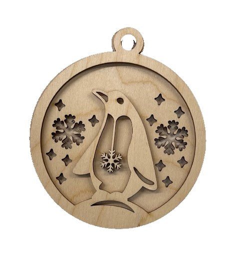 Penguin 3D Laser Cut Ornament – Baltic Birch Wood Craft Supplies | DIY Wood Ornament Kit BR10 - The Wood Shape Store