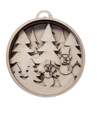 Snowman 3D Laser Cut Ornament – Baltic Birch Wood Craft Supplies | DIY Wood Ornament Kit XM75 - The Wood Shape Store