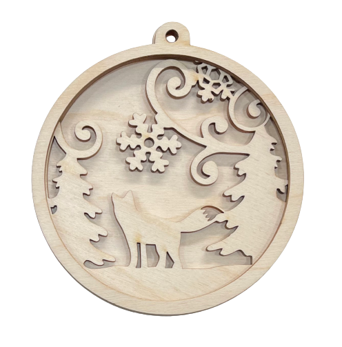 3D Ornament Fox 3 Pieces Laser Cut Out Unfinished ORN16 3D Ornament Fox 3 Pieces Laser Cut Out Unfinished ORN16