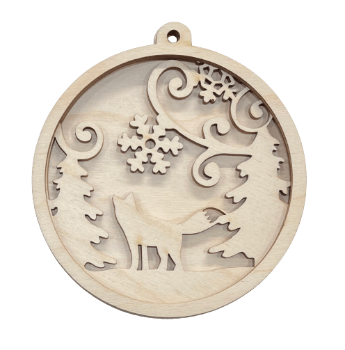Fox 3D Laser Cut Ornament – Baltic Birch Wood Craft Supplies | DIY Wood Ornament Kit AN1 - The Wood Shape Store