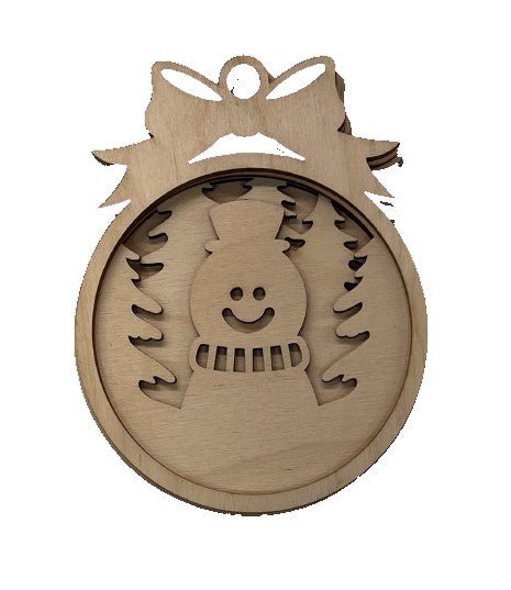 Snowman 3D Laser Cut Ornament – Baltic Birch Wood Craft Supplies | DIY Wood Ornament Kit XM74 - The Wood Shape Store