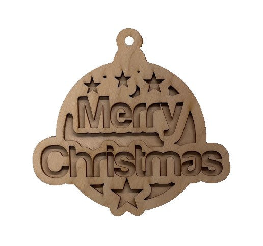 3D Ornament Merry Christmas 2 Pieces Laser Cut Out Unfinished ORN171