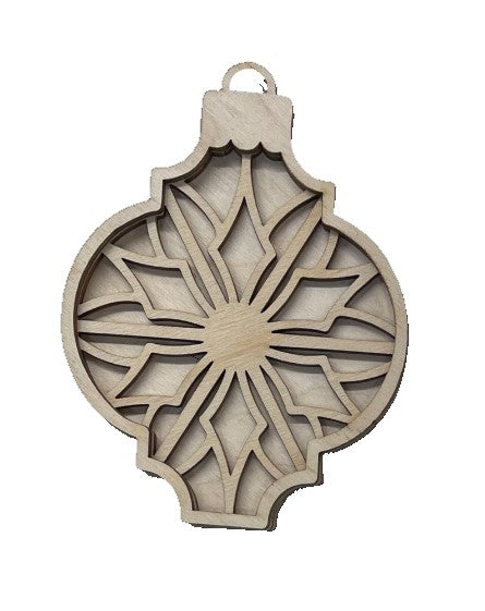 3D Ornament 3 Pieces Laser Cut Out Unfinished ORN172