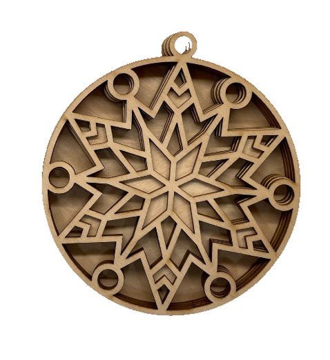 Snowflake 3D Laser Cut Ornament – Baltic Birch Wood Craft Supplies | DIY Wood Ornament Kit DS12 - The Wood Shape Store