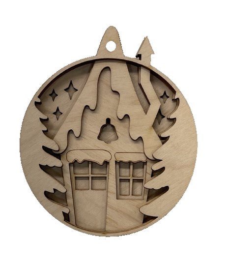 House 3D Laser Cut Ornament – Baltic Birch Wood Craft Supplies | DIY Wood Ornament Kit XM73 - The Wood Shape Store