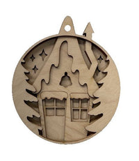 House 3D Laser Cut Ornament – Baltic Birch Wood Craft Supplies | DIY Wood Ornament Kit XM73 - The Wood Shape Store