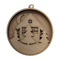 House 3D Laser Cut Ornament – Baltic Birch Wood Craft Supplies | DIY Wood Ornament Kit XM51 - The Wood Shape Store