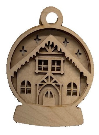 3D Ornament Gingerbread House 5 Pieces Laser Cut Out Unfinished ORN178