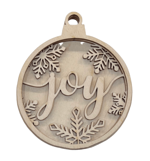 Joy 3D Laser Cut Ornament – Baltic Birch Wood Craft Supplies | DIY Wood Ornament Kit XM6 - The Wood Shape Store