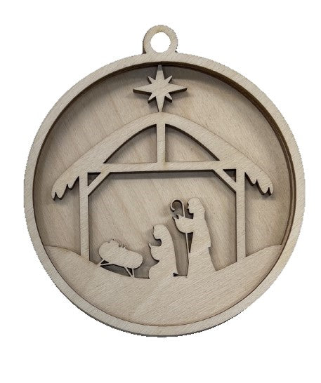 Nativity Ornament 3 Pieces Laser Cut Out Unfinished ORN182