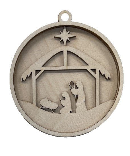 Nativity 3D Laser Cut Ornament – Baltic Birch Wood Craft Supplies | DIY Wood Ornament Kit RE21 - The Wood Shape Store