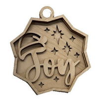 Joy 3D Laser Cut Ornament – Baltic Birch Wood Craft Supplies | DIY Wood Ornament Kit XM53 - The Wood Shape Store