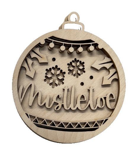 Mistletoe 3D Laser Cut Ornament – Baltic Birch Wood Craft Supplies | DIY Wood Ornament Kit XM71 - The Wood Shape Store