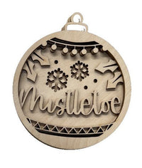 Mistletoe 3D Laser Cut Ornament – Baltic Birch Wood Craft Supplies | DIY Wood Ornament Kit XM71 - The Wood Shape Store
