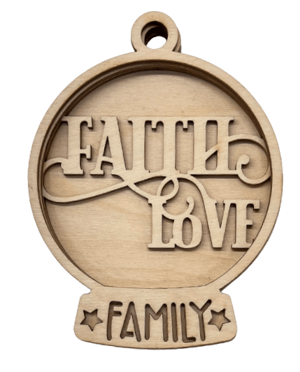 Faith 3D Laser Cut Ornament – Baltic Birch Wood Craft Supplies | DIY Wood Ornament Kit RE22 - The Wood Shape Store