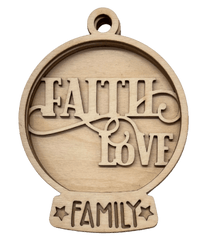 Faith 3D Laser Cut Ornament – Baltic Birch Wood Craft Supplies | DIY Wood Ornament Kit RE22 - The Wood Shape Store