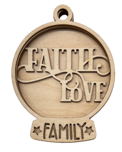 3D Ornament Faith Love 4 Pieces Laser Cut Out Unfinished ORN185 3D Ornament Faith Love 4 Pieces Laser Cut Out Unfinished ORN185