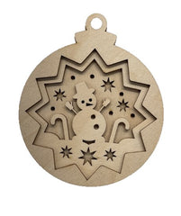 3D Ornament Snowman 4 Pieces Laser Cut Out Unfinished ORN186