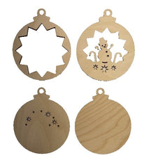 3D Ornament Snowman 4 Pieces Laser Cut Out Unfinished ORN186