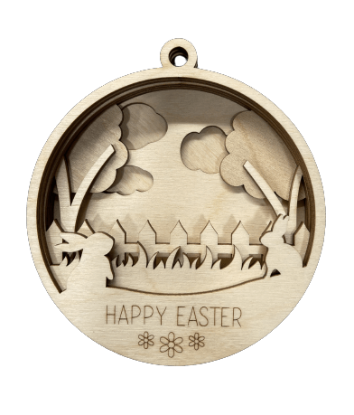 Bunny 3D Laser Cut Ornament – Baltic Birch Wood Craft Supplies | DIY Wood Ornament Kit ES2 - The Wood Shape Store