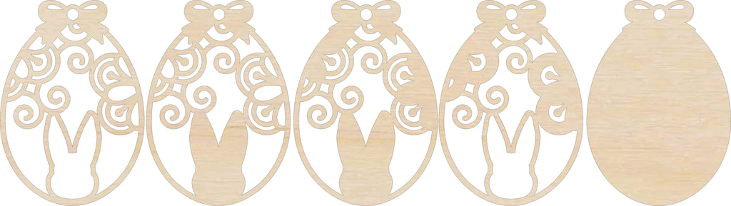 3D Ornament Bunny 5 Pieces Laser Cut Out Unfinished ORN195