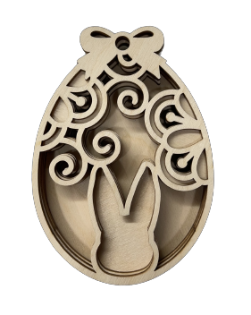 3D Ornament Bunny 5 Pieces Laser Cut Out Unfinished ORN195