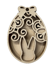 3D Ornament Bunny 5 Pieces Laser Cut Out Unfinished ORN195