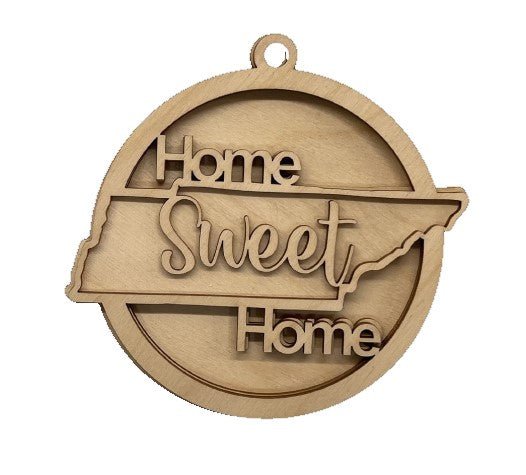 Tennessee 3D Laser Cut Ornament – Baltic Birch Wood Craft Supplies | DIY Wood Ornament Kit HM3 - The Wood Shape Store