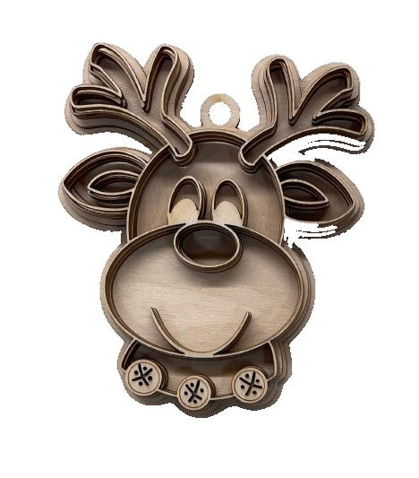 3D Ornament Reindeer 6 Pieces Laser Cut Out Unfinished ORN200 3D Ornament Reindeer 6 Pieces Laser Cut Out Unfinished ORN200